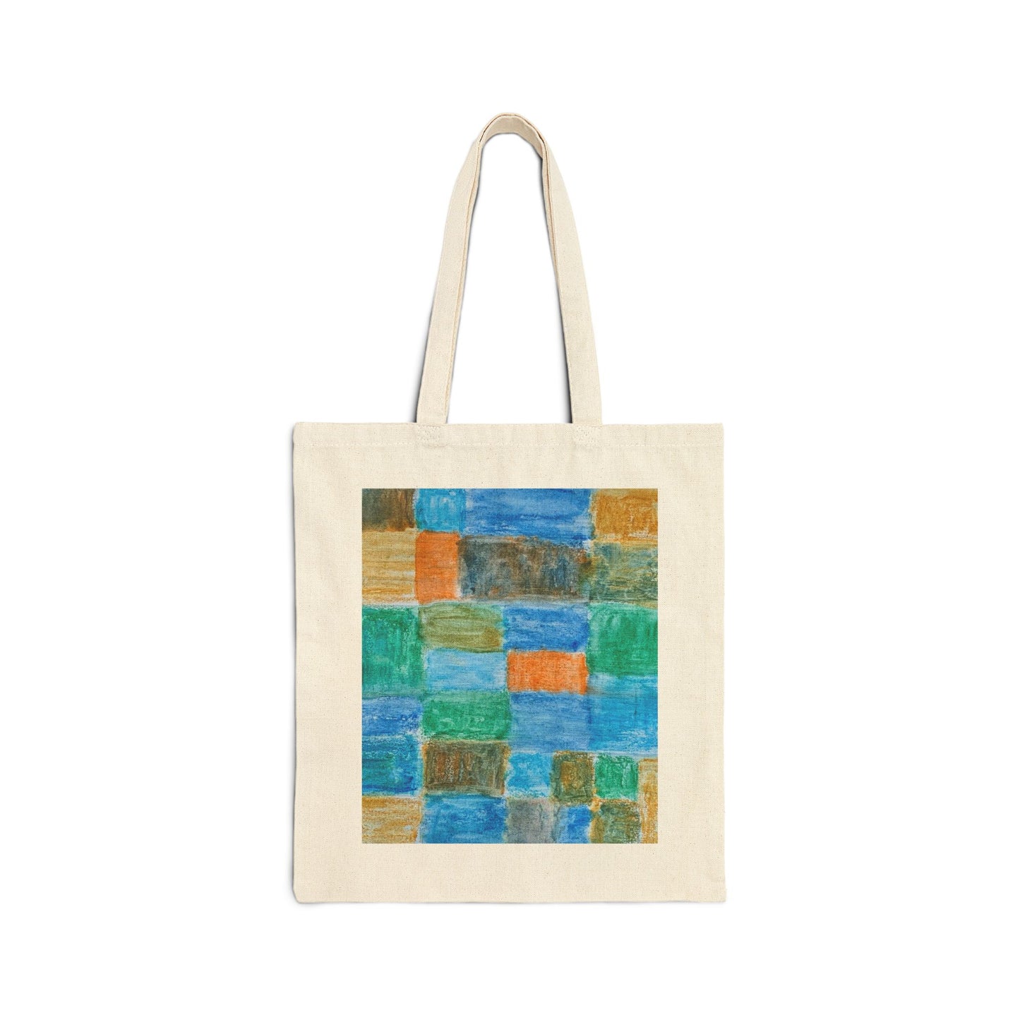 Canvas Tote Bag Colorful Squares Childlike Design | Great for Art or Hobby Supplies