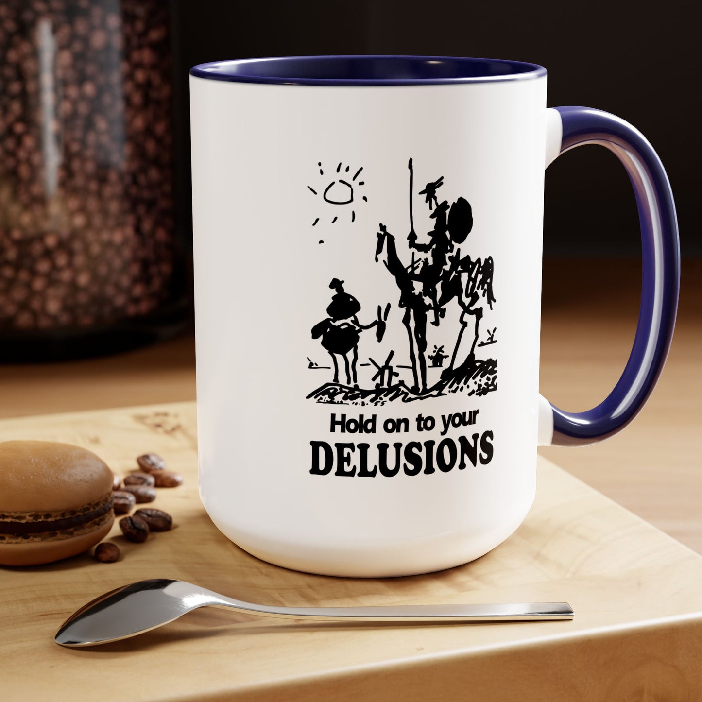 Don Quixote, Sancho Panza, Two-Tone Coffee Mugs, 15oz