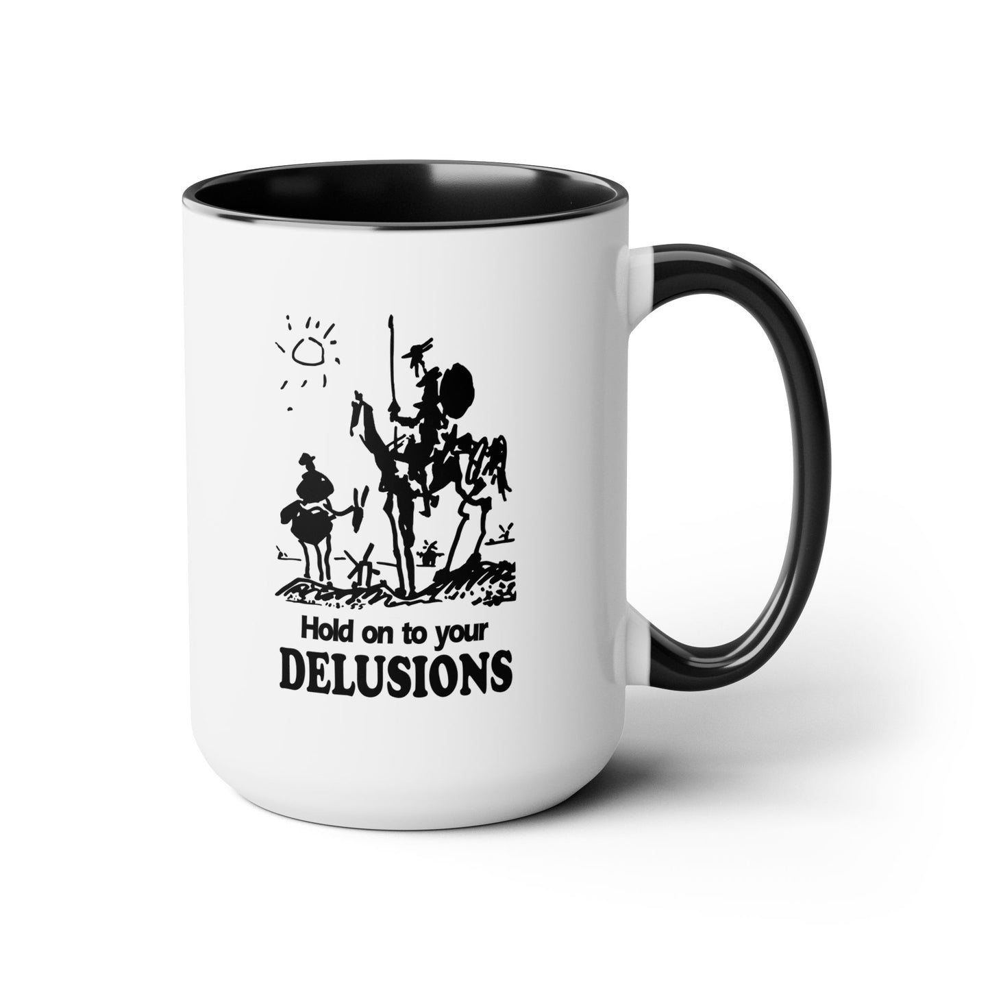 Don Quixote, Sancho Panza, Two-Tone Coffee Mugs, 15oz