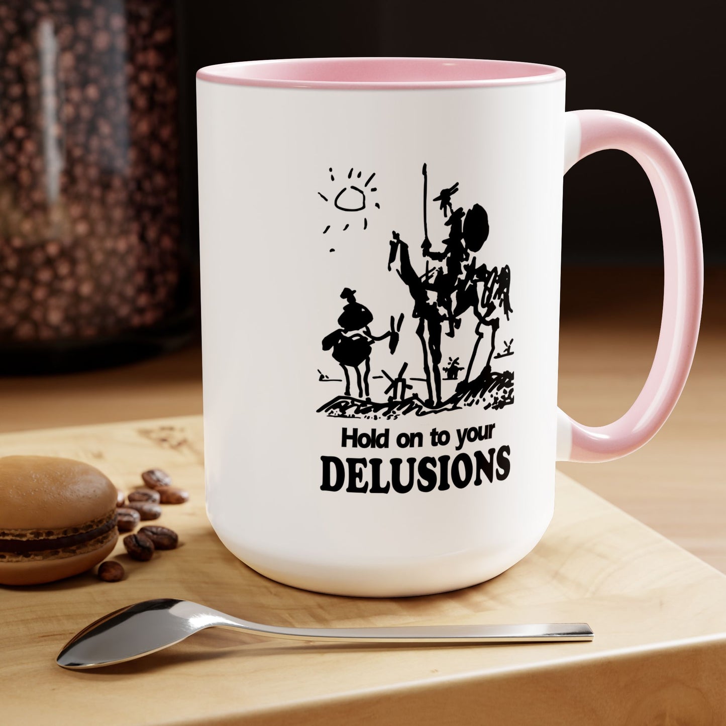 Don Quixote, Sancho Panza, Two-Tone Coffee Mugs, 15oz