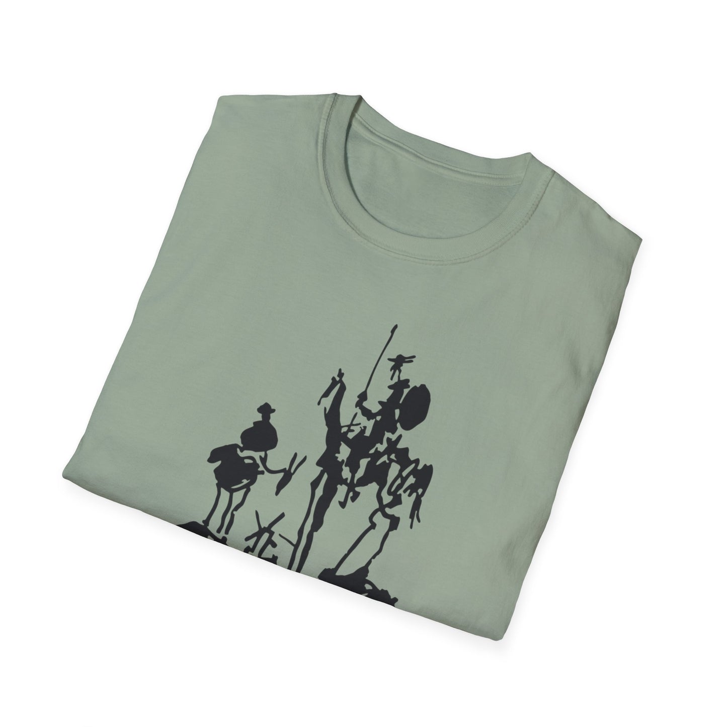 "Persist in your delusion." | Don Quixote, Sancho Panza drawing by Picasso | Unisex Softstyle T-Shirt