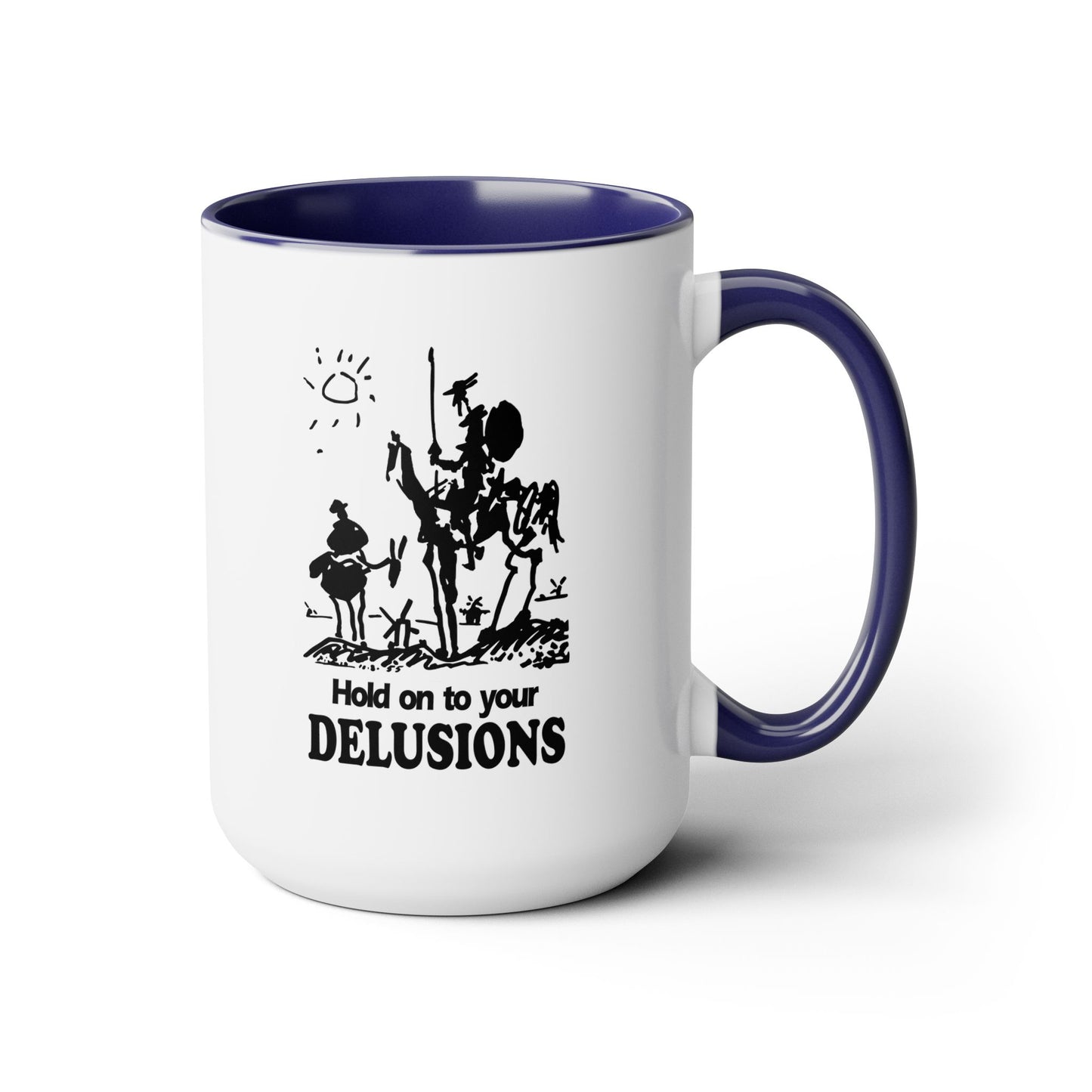 Don Quixote, Sancho Panza, Two-Tone Coffee Mugs, 15oz