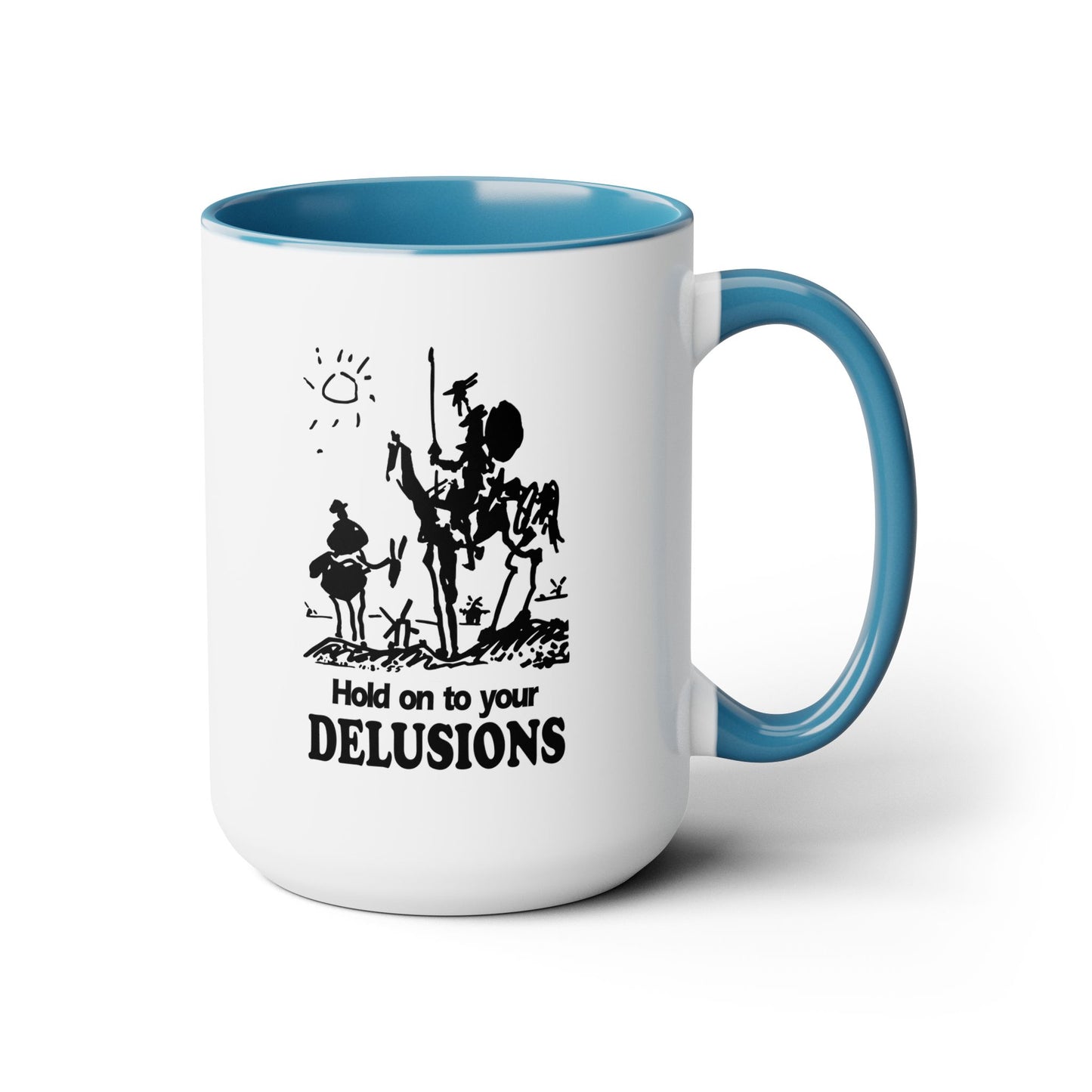 Don Quixote, Sancho Panza, Two-Tone Coffee Mugs, 15oz