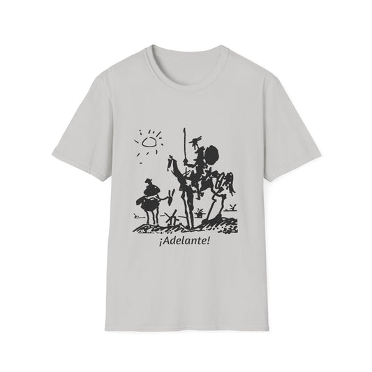 Adelante | Don Quixote, Sancho Panza drawing by Picasso | Unisex Softstyle T-Shirt