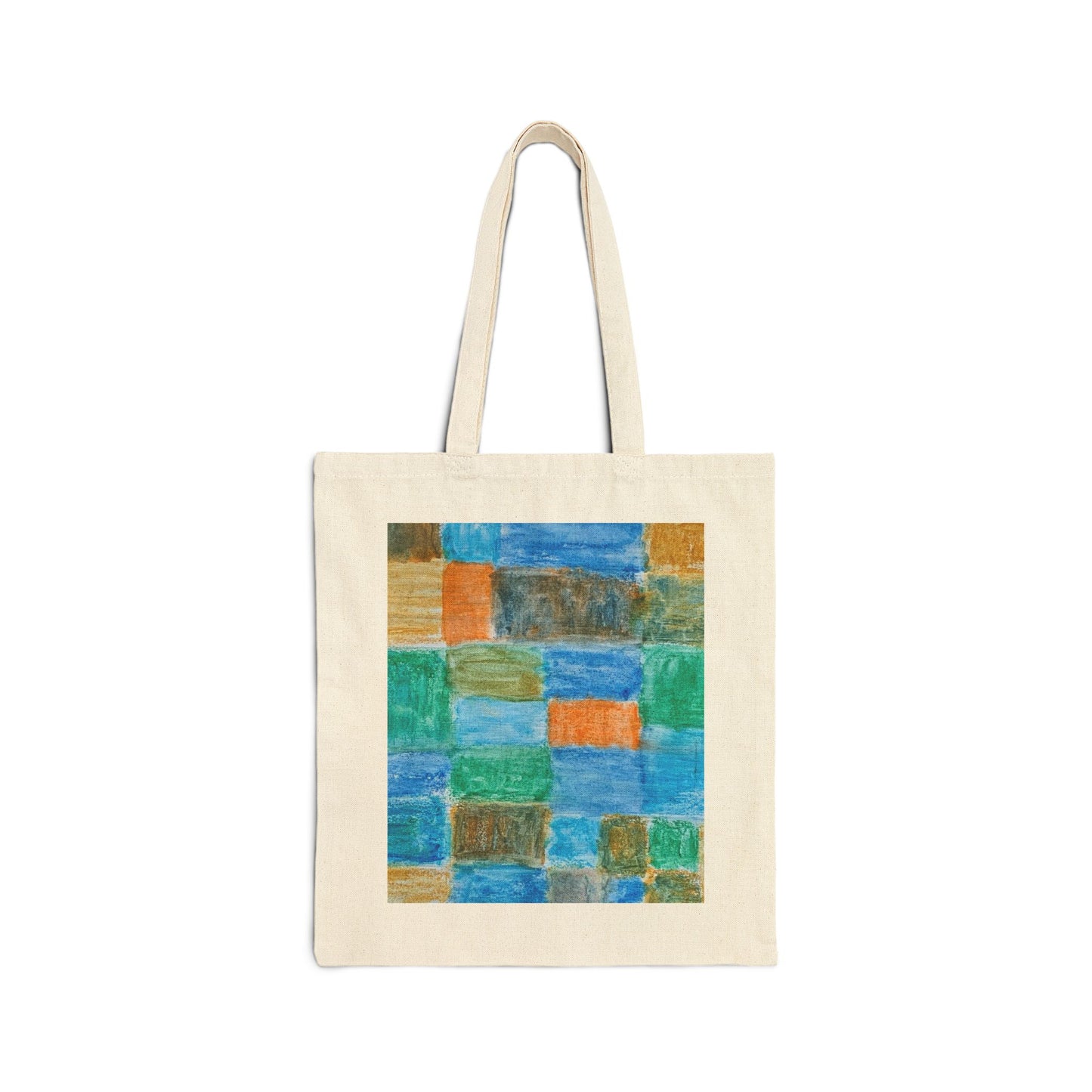 Canvas Tote Bag Colorful Squares Childlike Design | Great for Art or Hobby Supplies